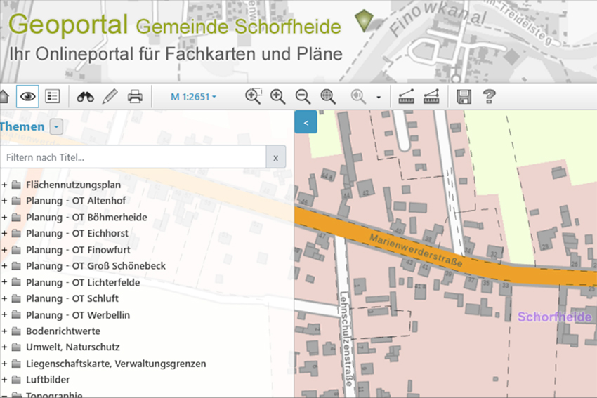 Bild Geoportal der Gemeinde Schorfheide